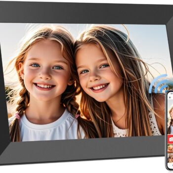 Frameo 10.1 Inch WiFi Digital Picture Frame, Smart Cloud Electronic Photo Frame with HD IPS Touch Screen Slideshow 32GB Memory Auto-Rotate Wall Mount, Share Photos/Videos from Phone by Frameo App