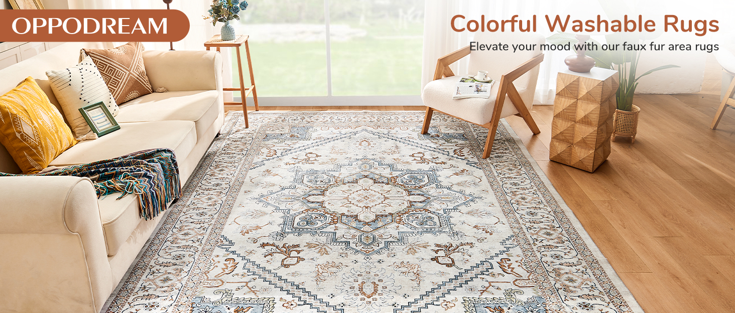 OPPODREAN LOW PILOW AREA RUG WASHABLE & SOFT