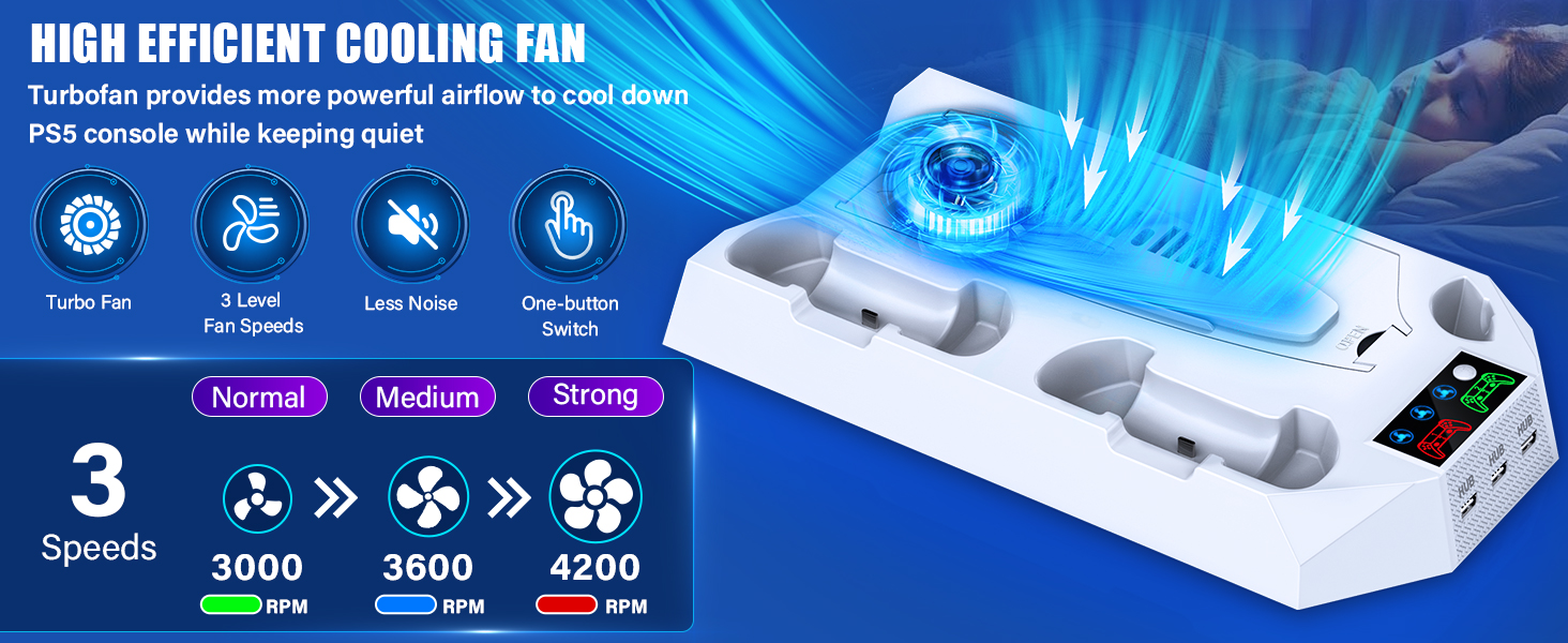 ps5 fan cooling fan with controller charger