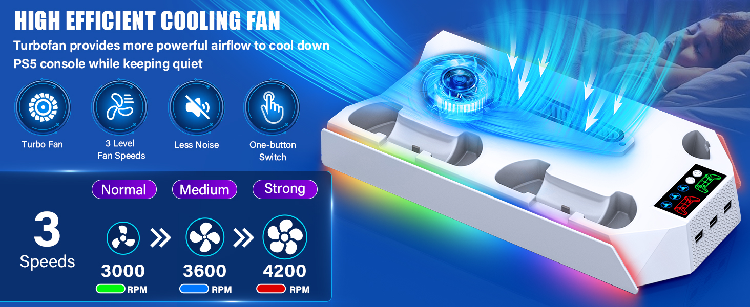 ps5 fan cooling fan with controller charger